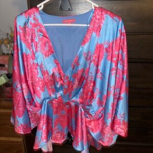 Flying Tomato Blue and Pink Floral Top-Medium